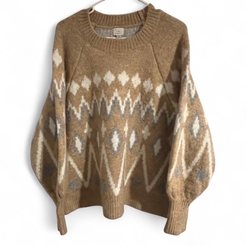 Geometric Tan and Cream Sweater